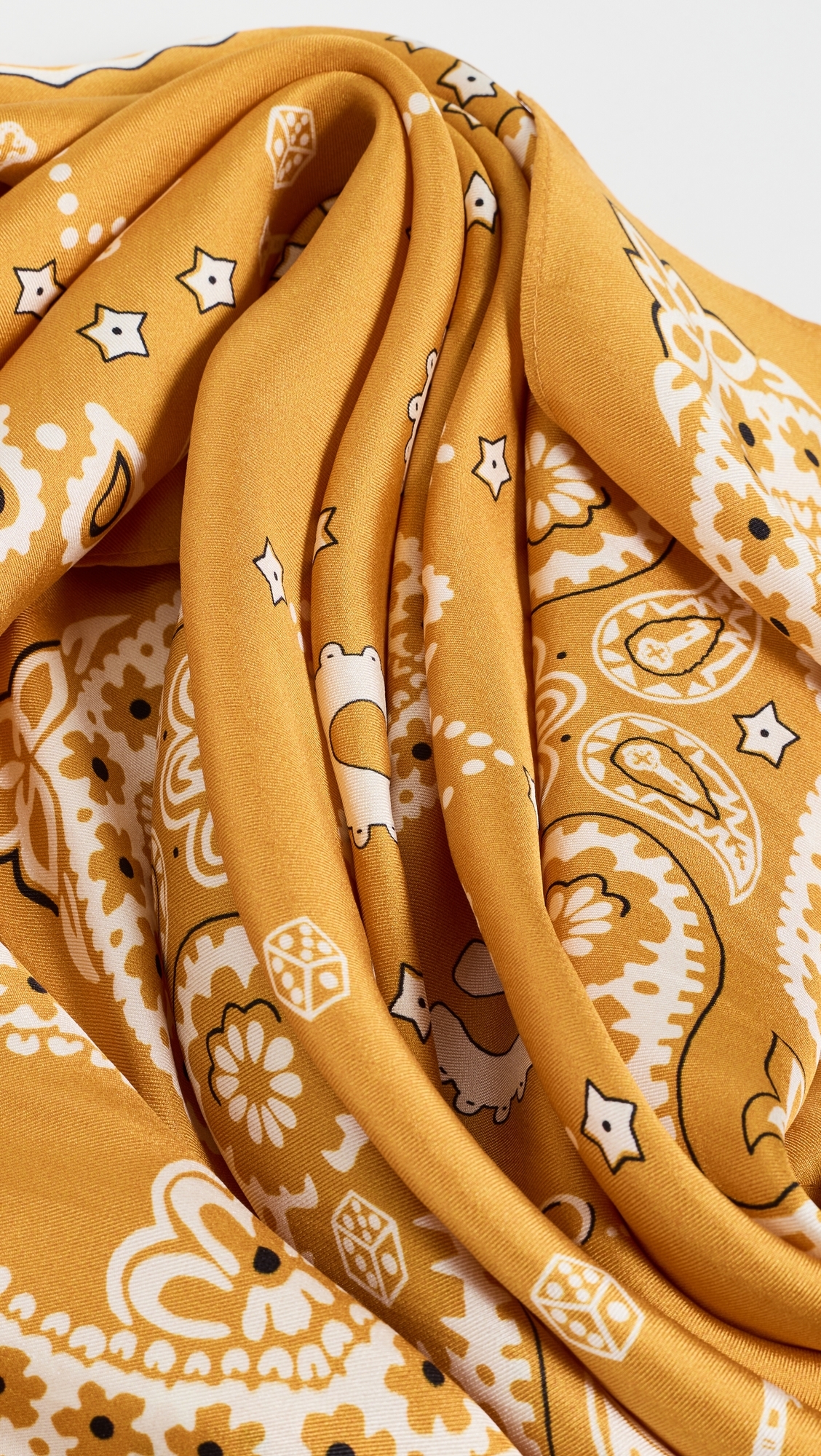 Medium Silk Bandana Horseshoe Golden Saffrom One Size
