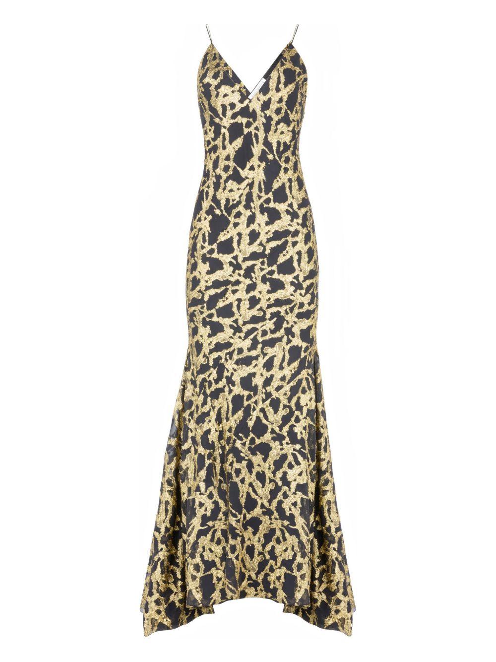 Gold Marbled Silk Dress — Black