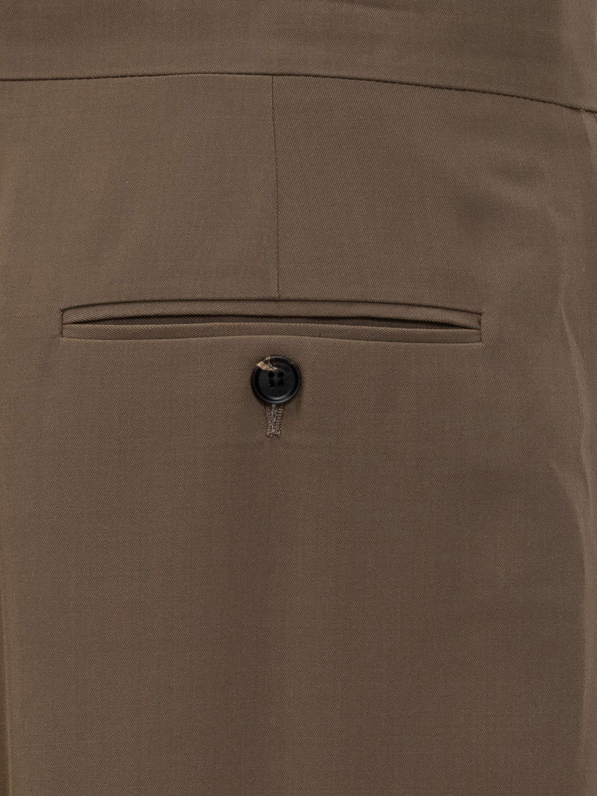 Olive Green Tailored Flat Front Pants