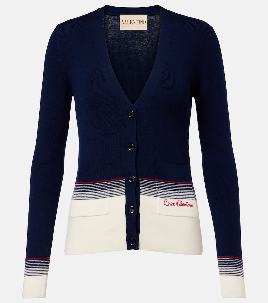 Striped virgin wool cardigan