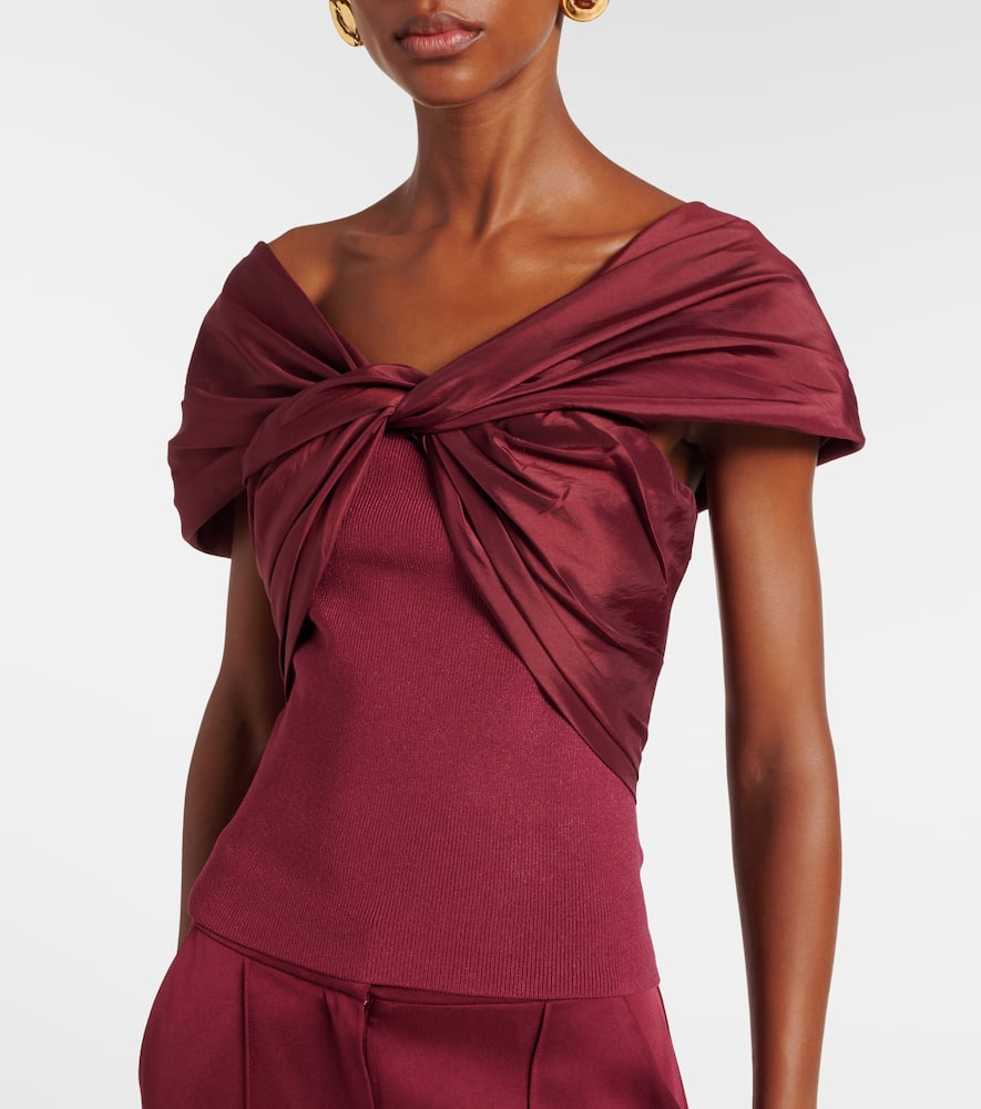 Celiana organza-trimmed knitted top