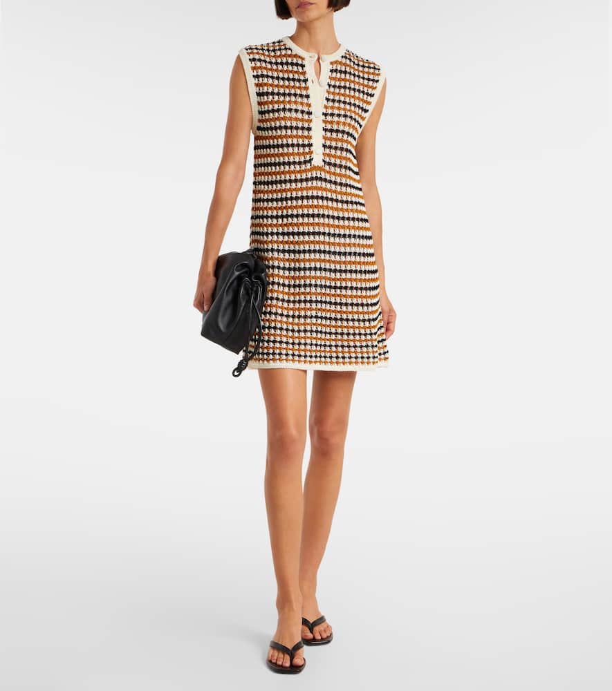 Inedit open-knit cotton-blend polo dress