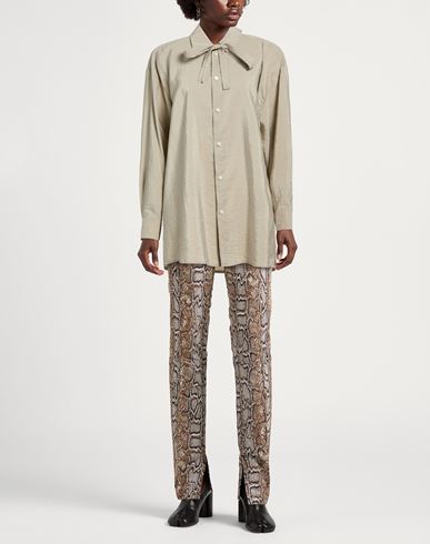 Woman Shirt Khaki Size 10 Silk, Polyamide