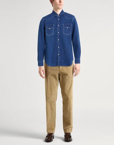 Man Denim shirt Blue Size 40 Cotton, Linen