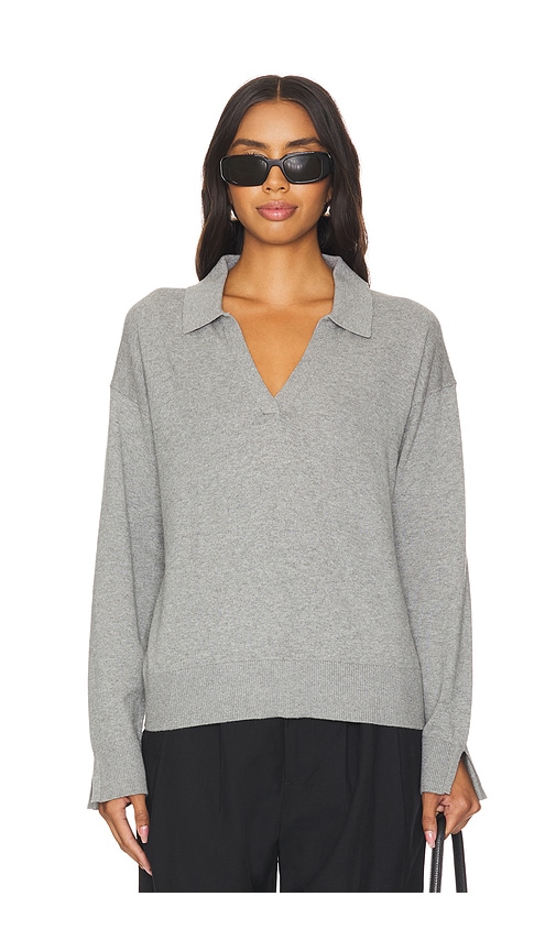 525 America Maddi Johnny Collar Pullover in Grey. - S also in L, M