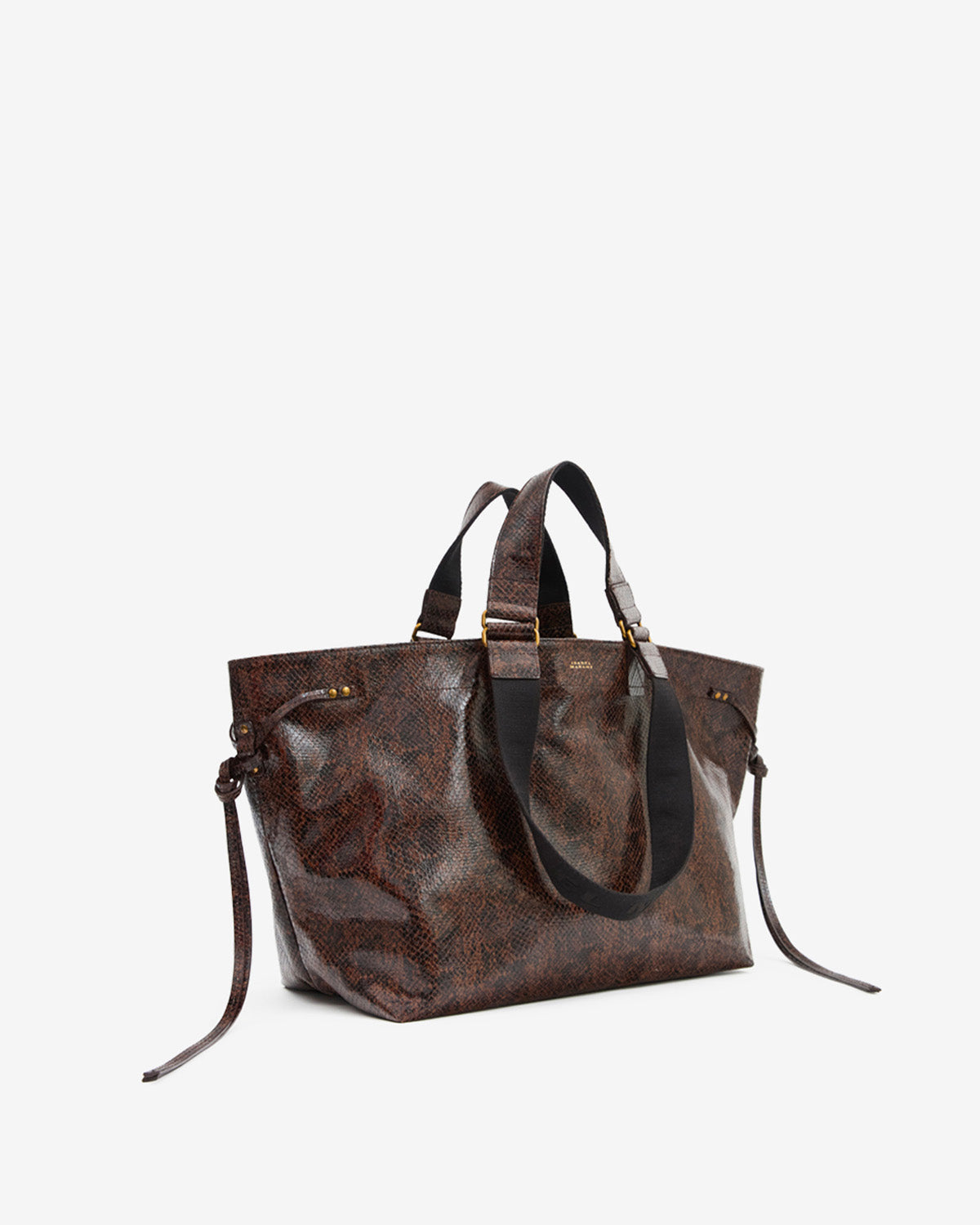 Wardy Leather Bag With Python Effect - Mocha -