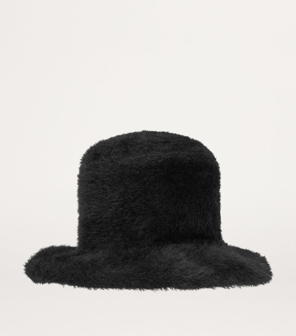 Fluffy Embroidered-Logo Bucket Hat