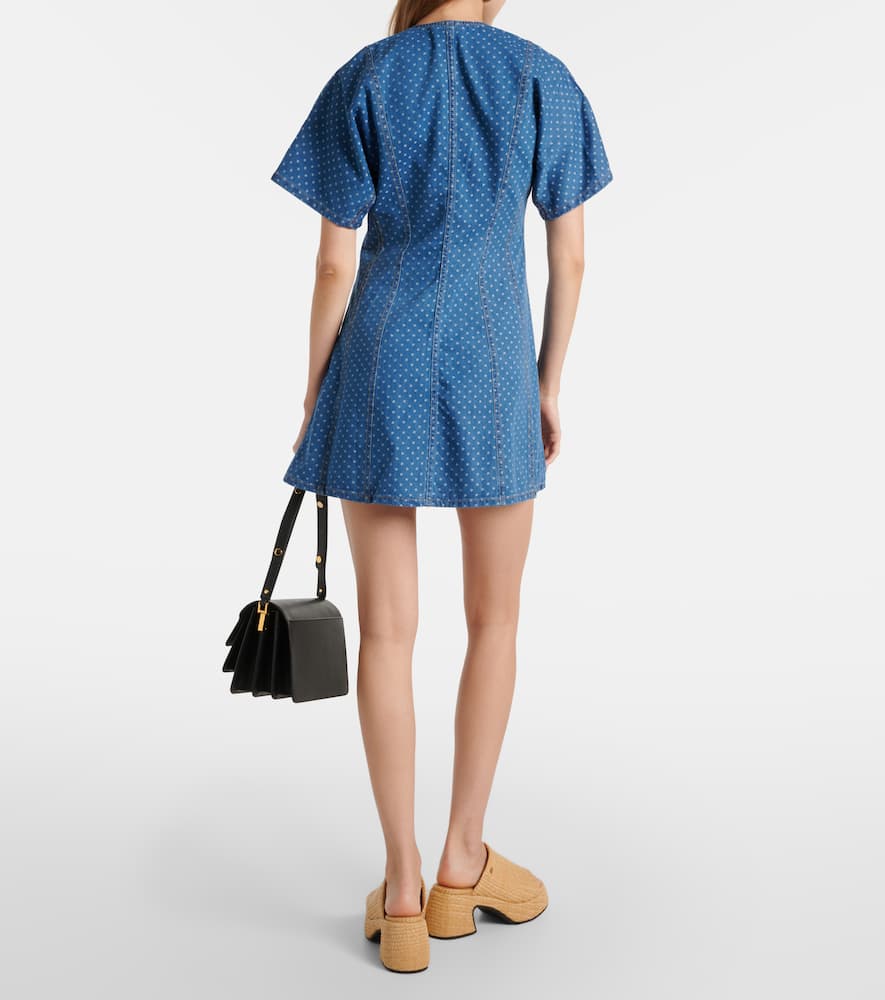 Polka-dot denim minidress