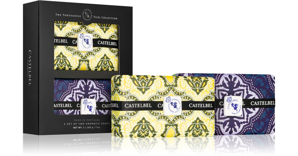 Castelbel Tile Cilantro & Lime + Rhubarb & Cassis sapone solido confezione regalo 2× 200 g