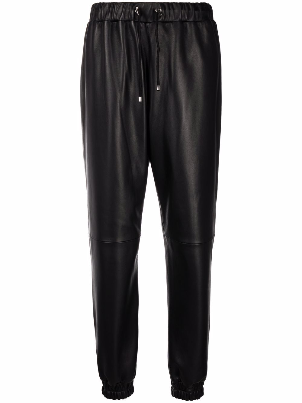 Leather drawstring jogging bottoms - Neutrals