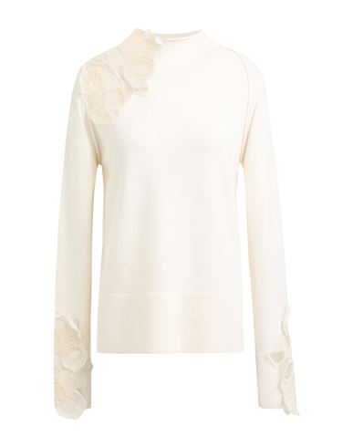 Woman Turtleneck Cream Size 10 Virgin Wool