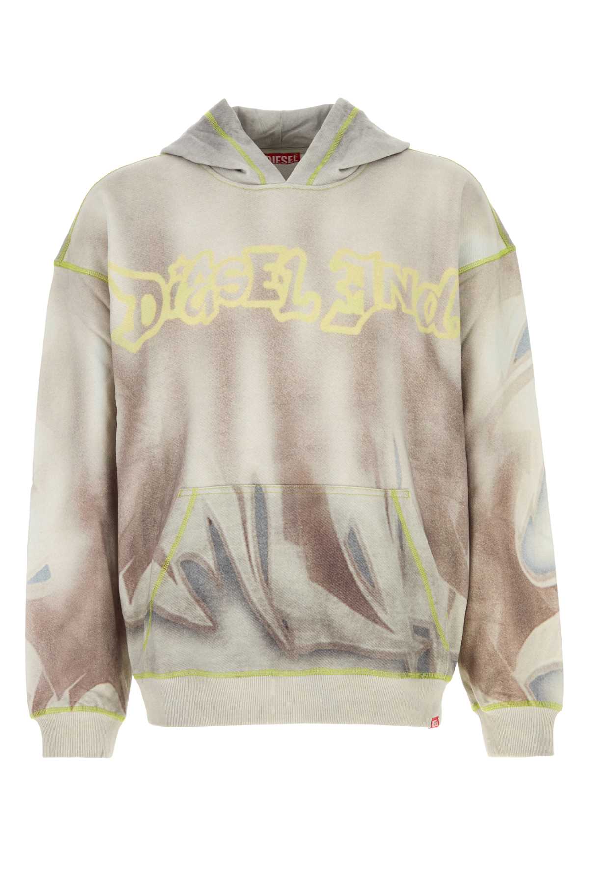 Printed Cotton Sweatshirt — Beige