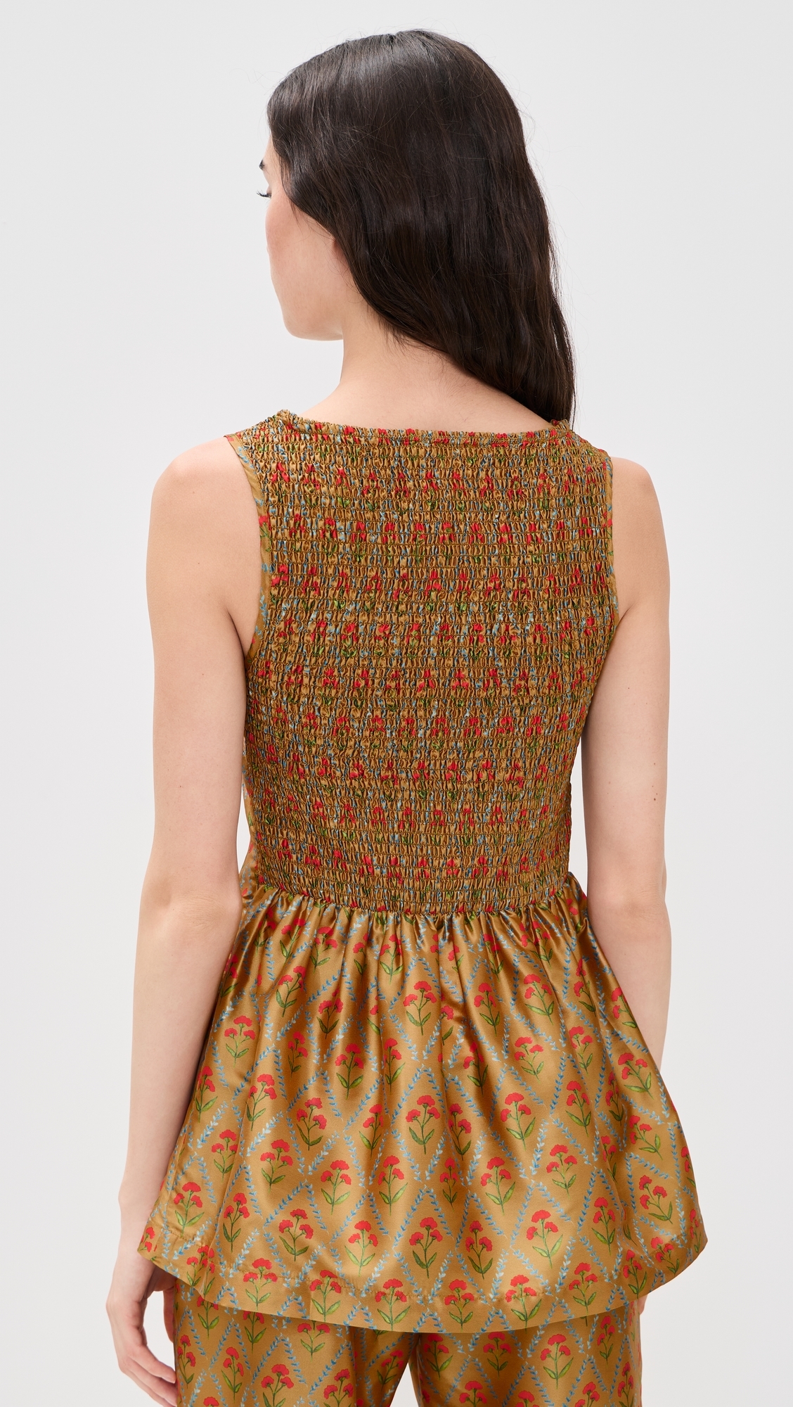 Celine Top Lattice Floral Khaki