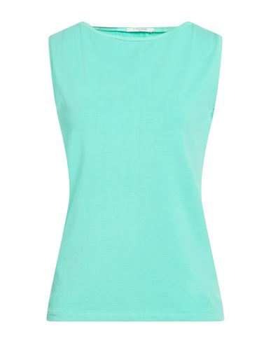 Woman Top Turquoise Size M Cotton, Elastane