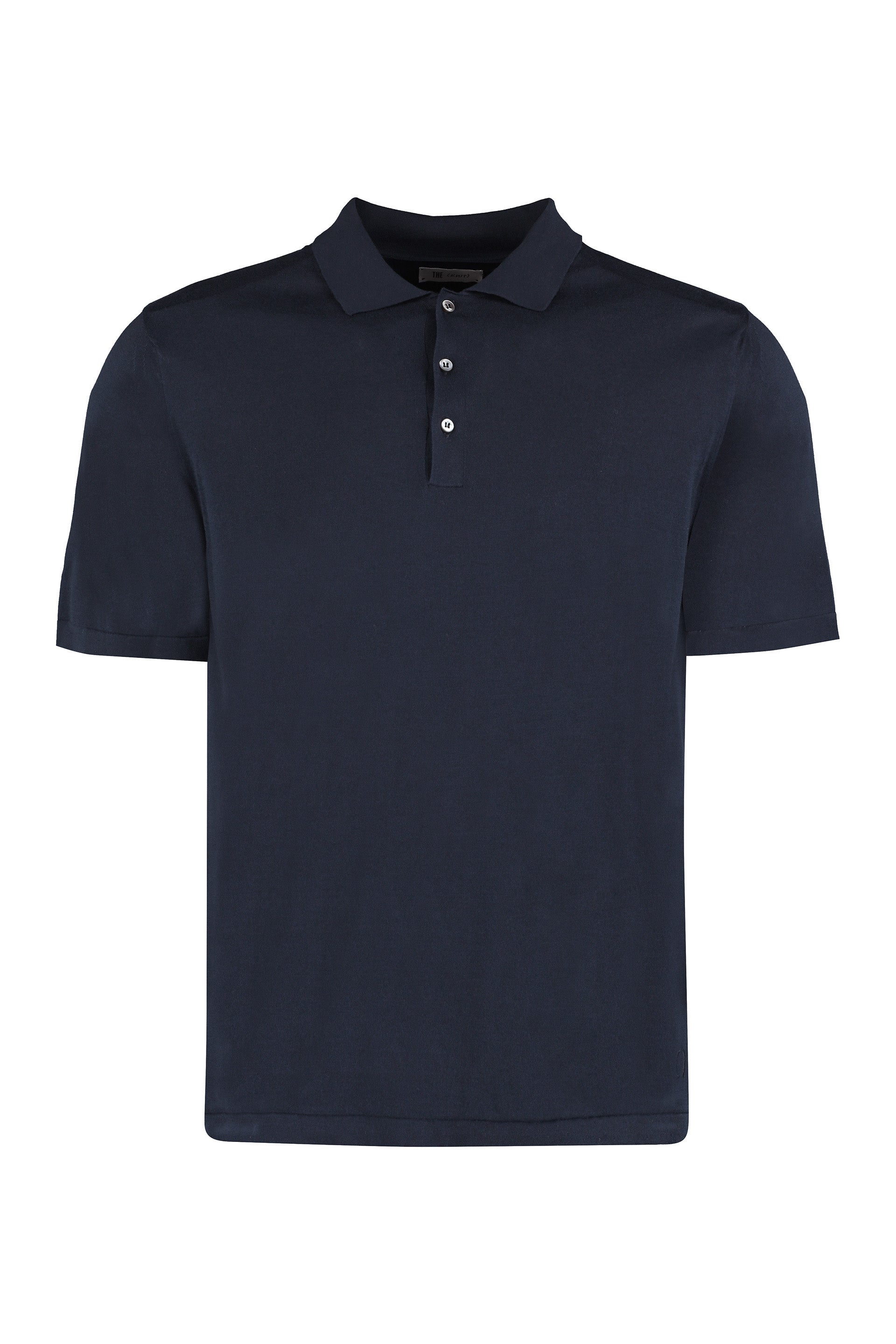 The (alphabet) Cotton Knit Polo Shirt with Side Slit Hemline