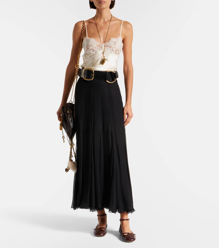 Chloé Lace-trimmed silk satin camisole