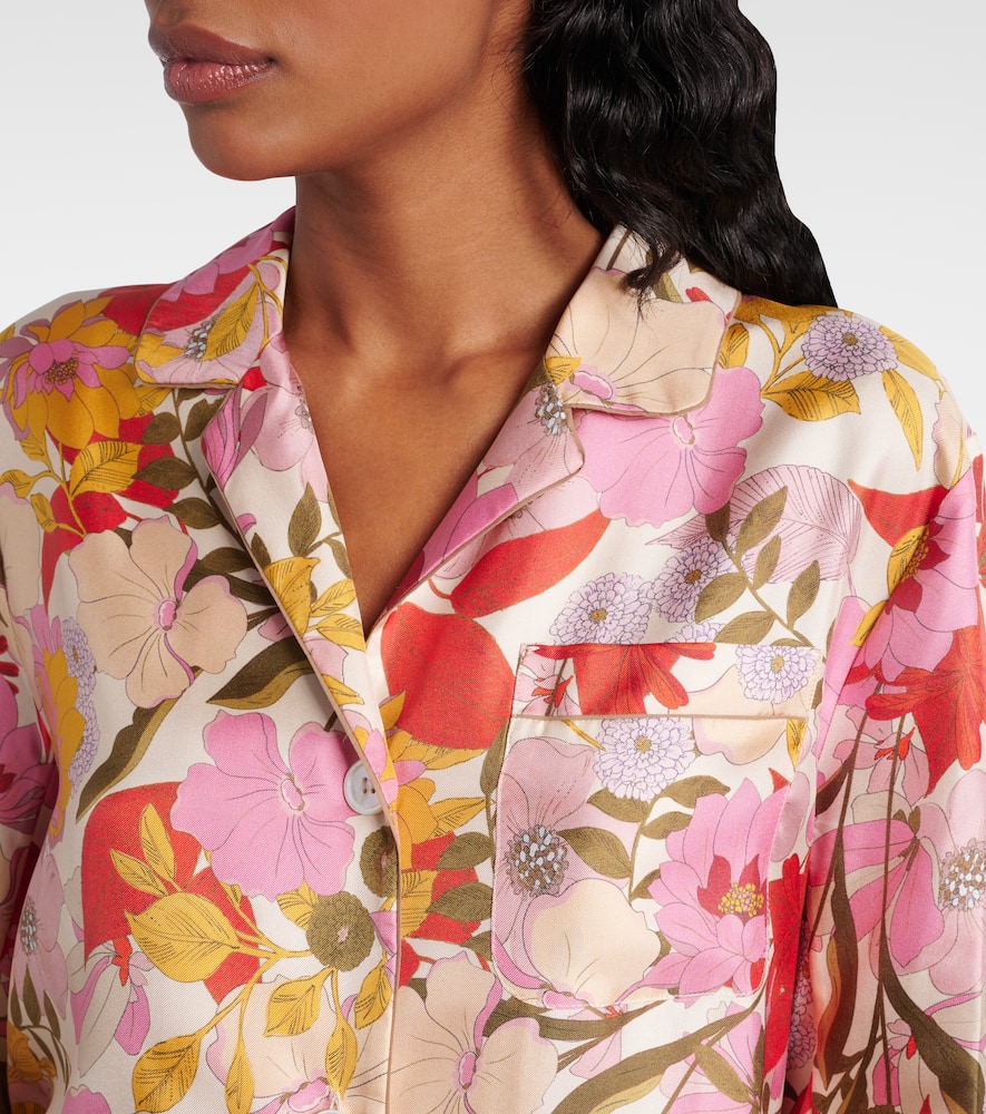 Alan floral silk satin shirt