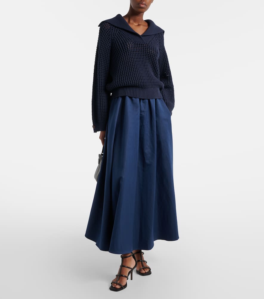Cotton-blend polo sweater