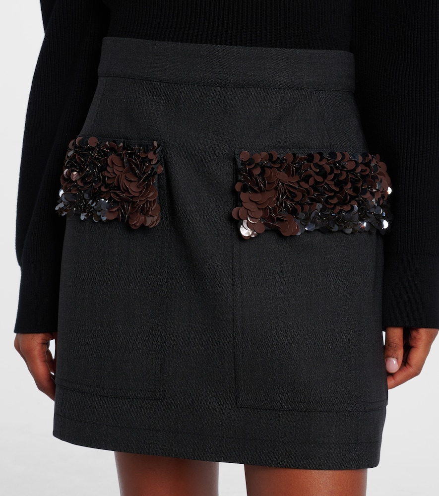 Sequined wool-blend miniskirt