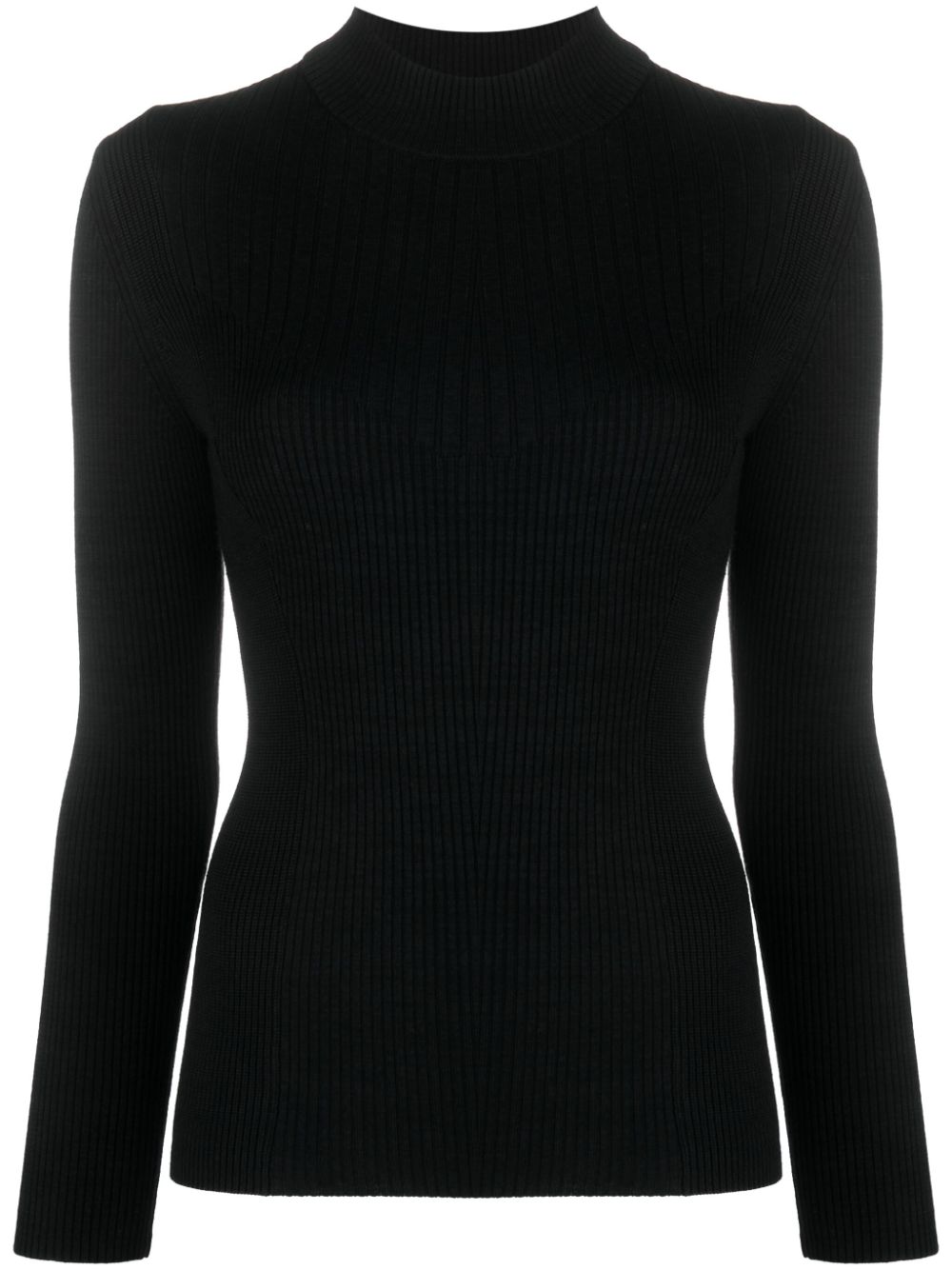 Ribbed-knit roll-neck jumper - Black