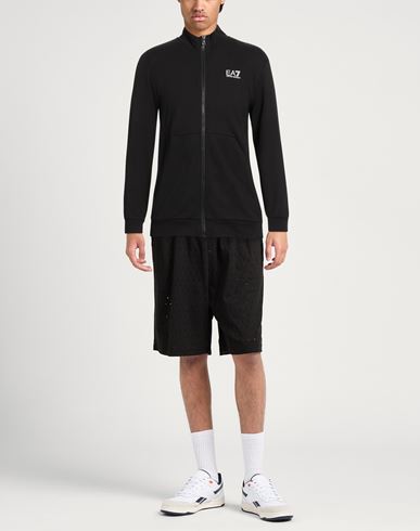 Man Sweatshirt Black Size M Cotton, Elastane