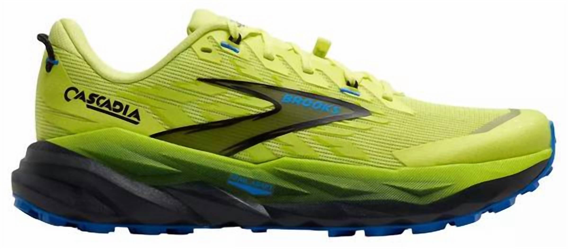 Men's Cascadia 19 Trail Running Shoes In Sunny Lime/black/blue