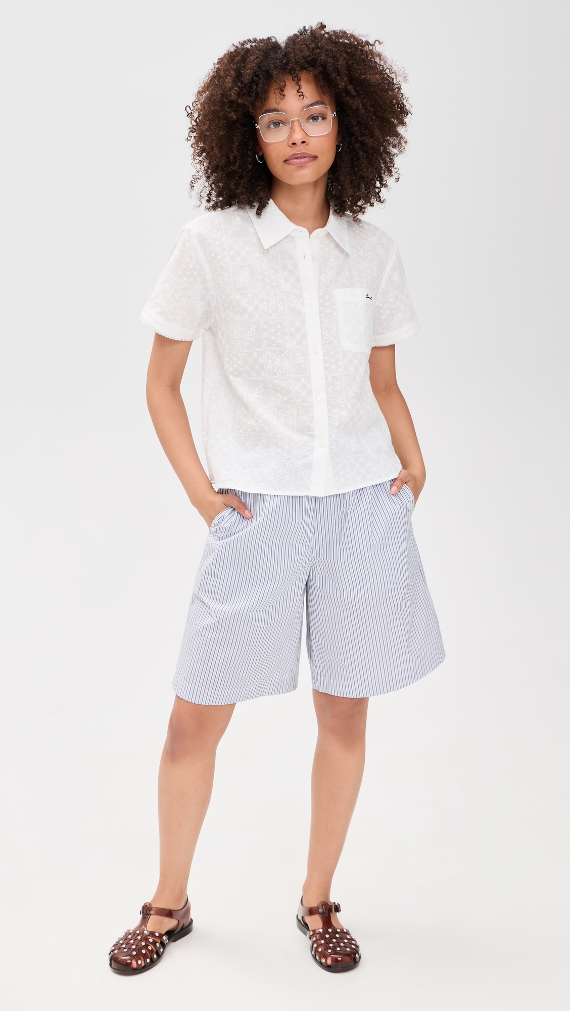Bermuda Pajama Shorts Blue Stripe