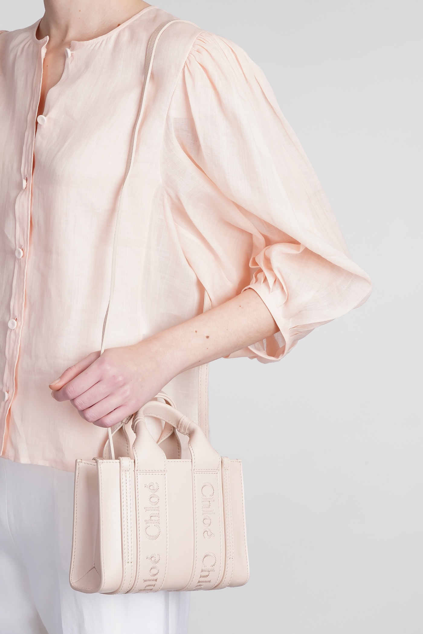 Hand Bag In Rose-Pink Leather