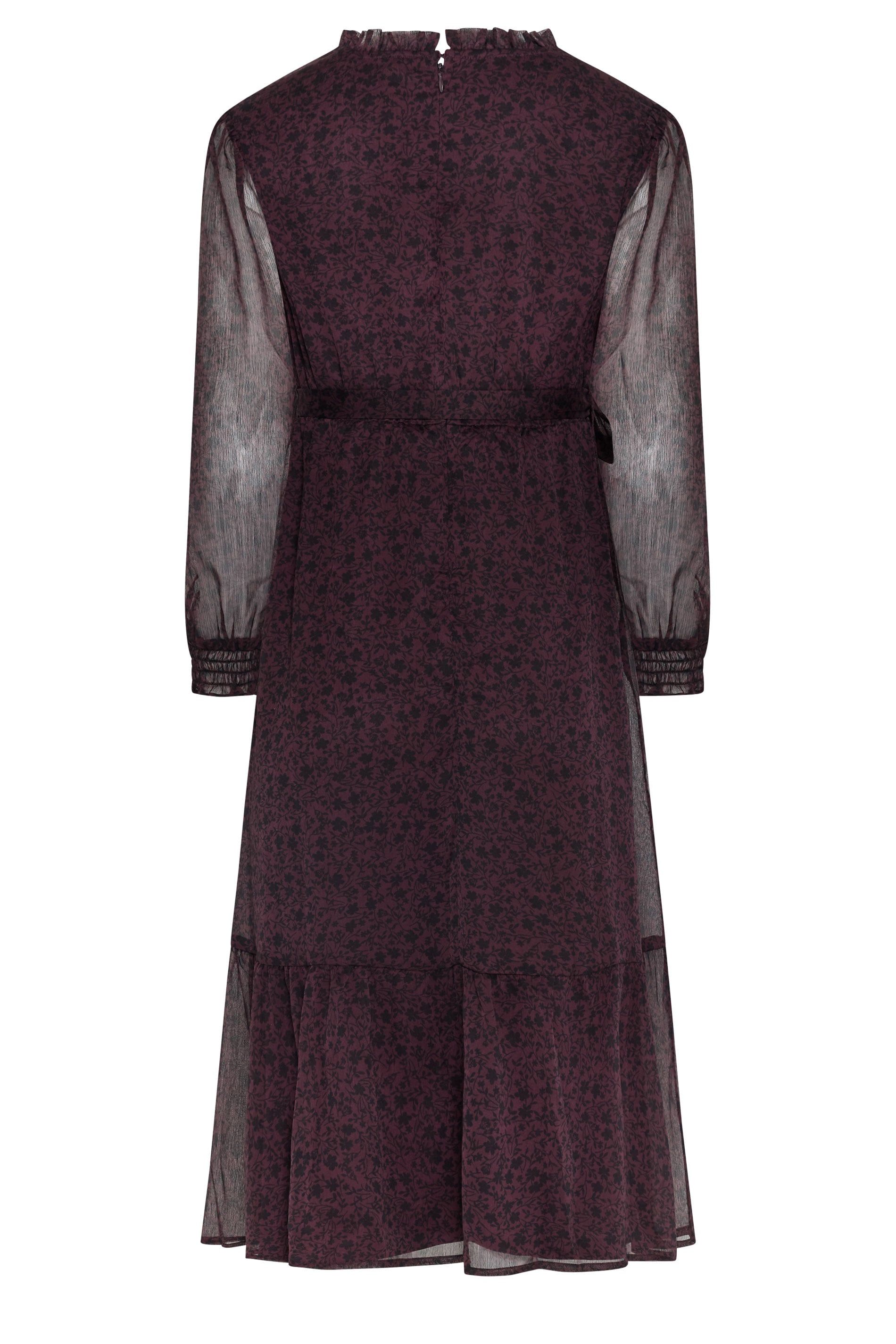M&co Petite Ruffle Midi Dress In Purple