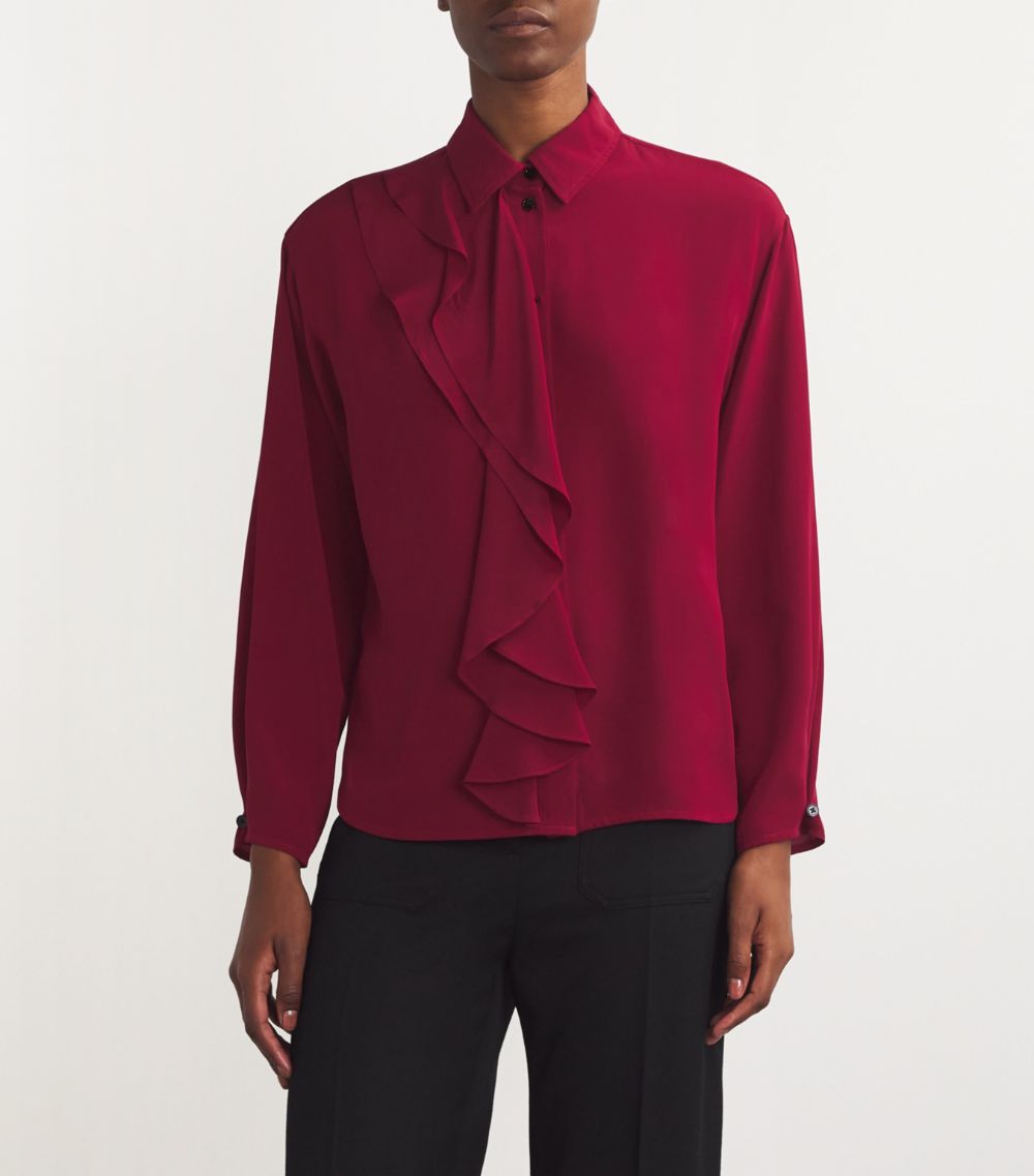 Silk Ruffle-Trim Blouse