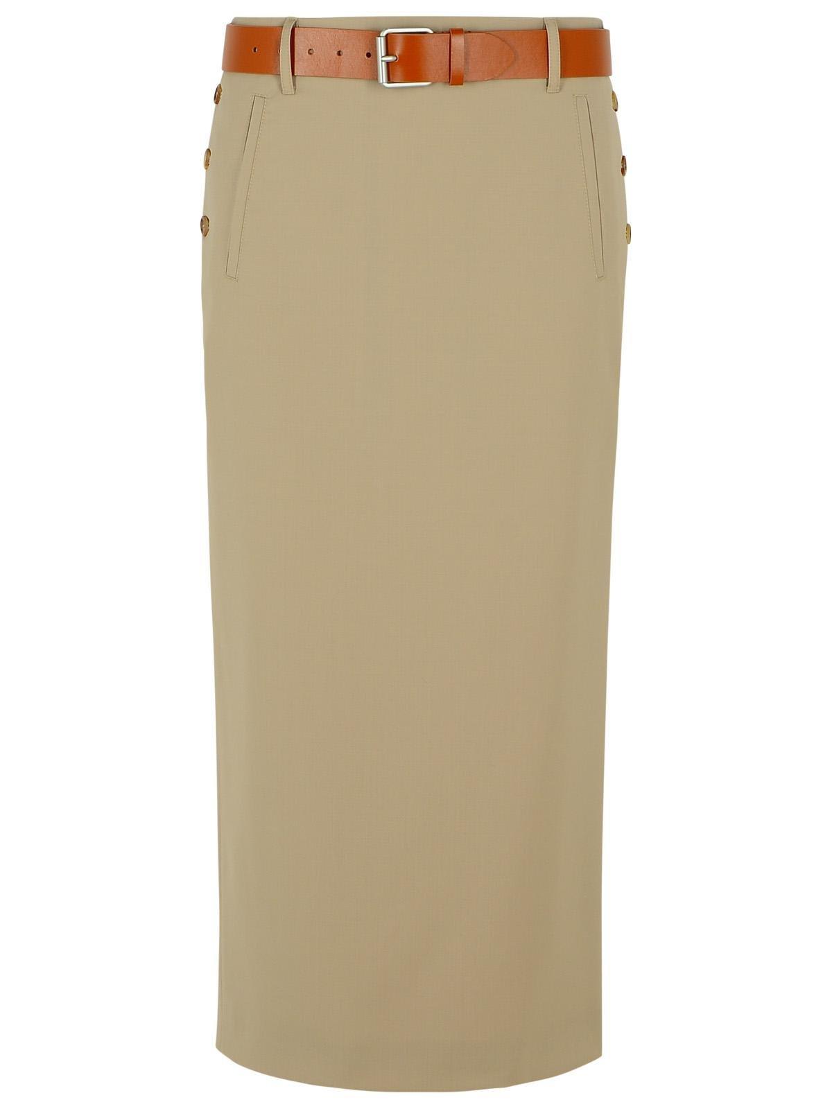 Long Wool Canvas Skirt