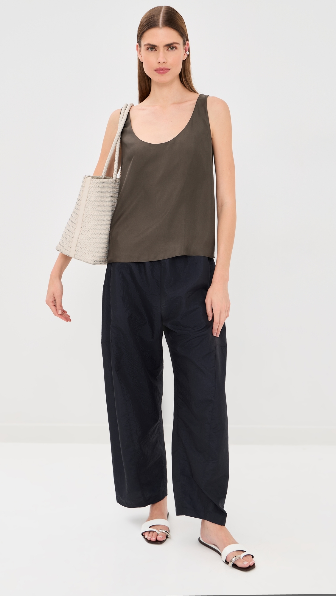 Silk Scoop Neck Top Earth