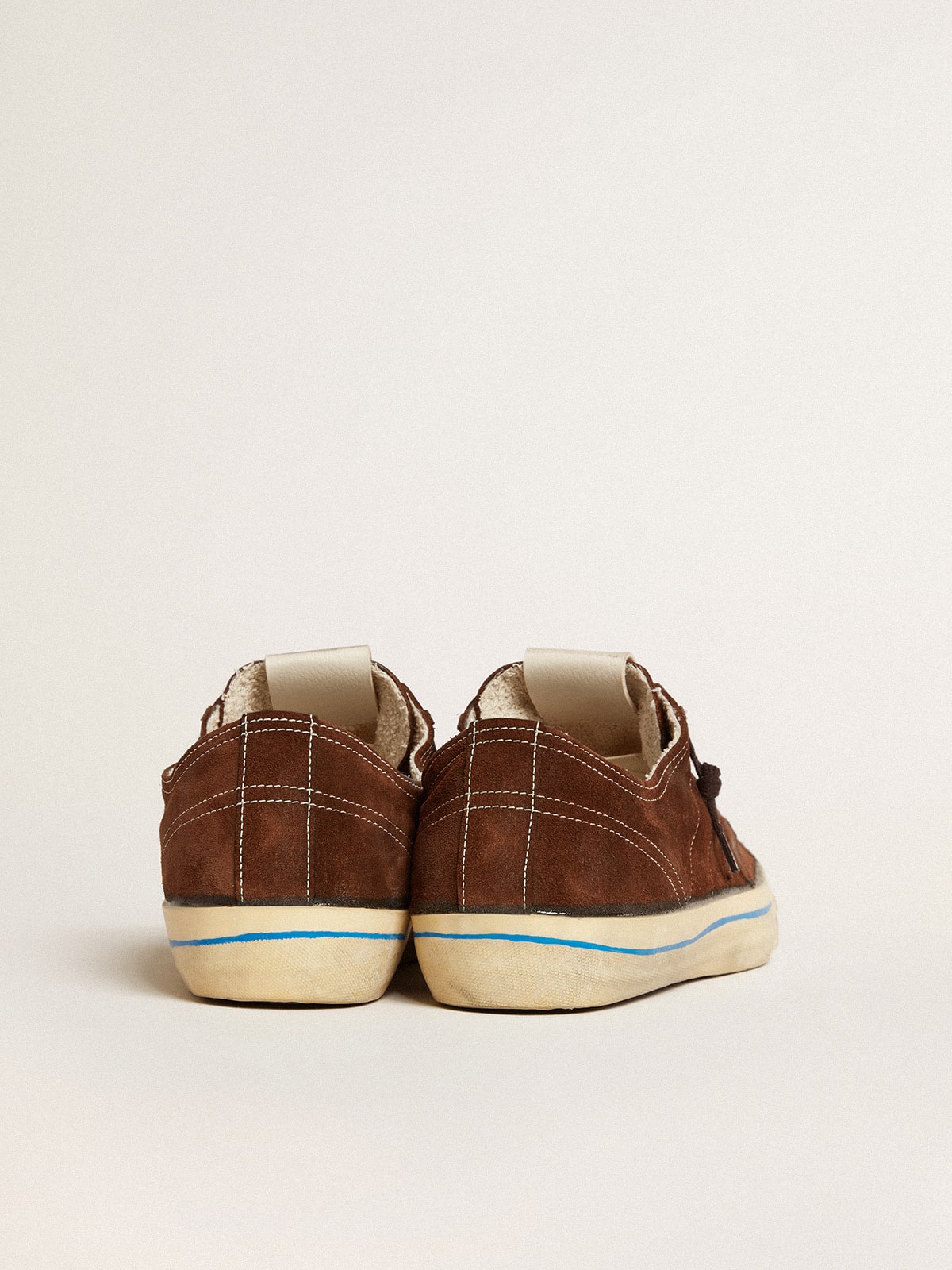 Golden Goose - Men's V-star Ltd Sneakers In Dark Brown Suede With Tone-on-tone Star, Man