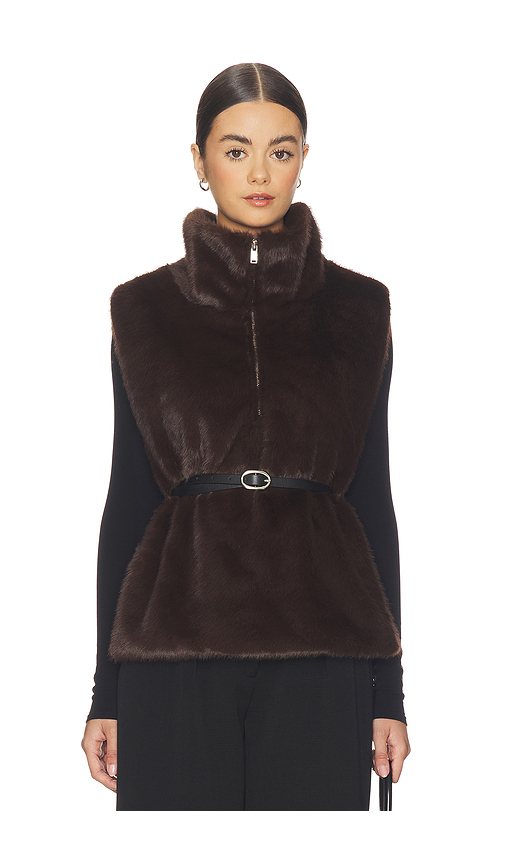 WeWoreWhat Faux Fur Mockneck Vest in Chocolate. - M/L also in