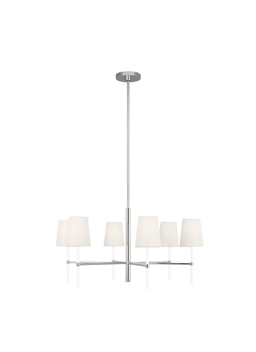 Visual Comfort Studio Monroe 6-Light Chandelier in Polished Nickel And Gloss White by Kate Spade New York