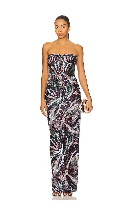 Bronx and Banco Dahlia Maxi Dress in Pink Multi. XL also in L, M