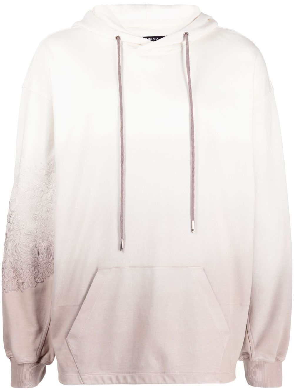 Gradient-effect embroidered hoodie - White