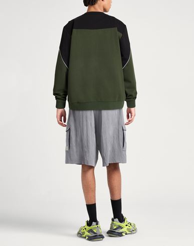 Man Sweatshirt Military green Size L Cotton, Polyester, Elastane