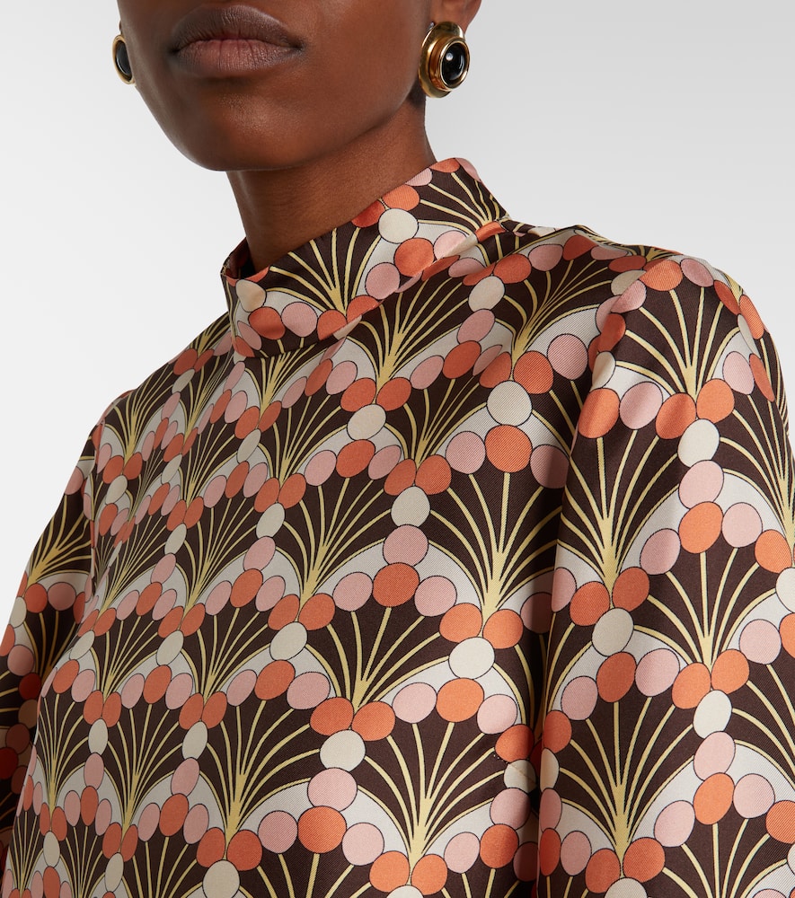 Make An Exit feather-trimmed silk twill top