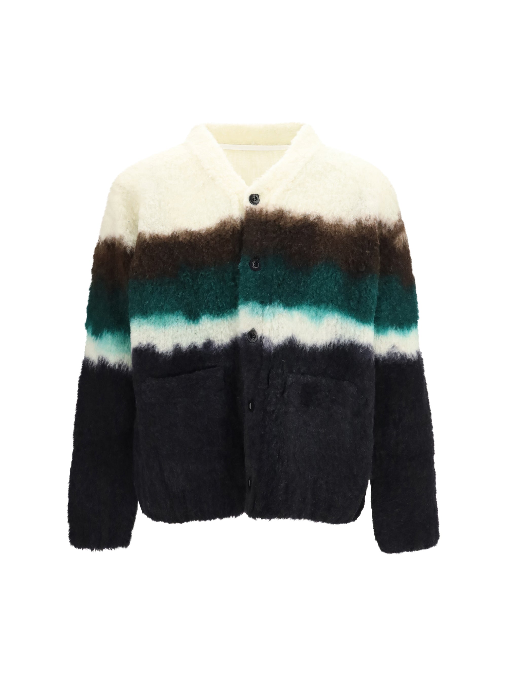Chusen-Dyed Striped Wool Cardigan — Multicolor