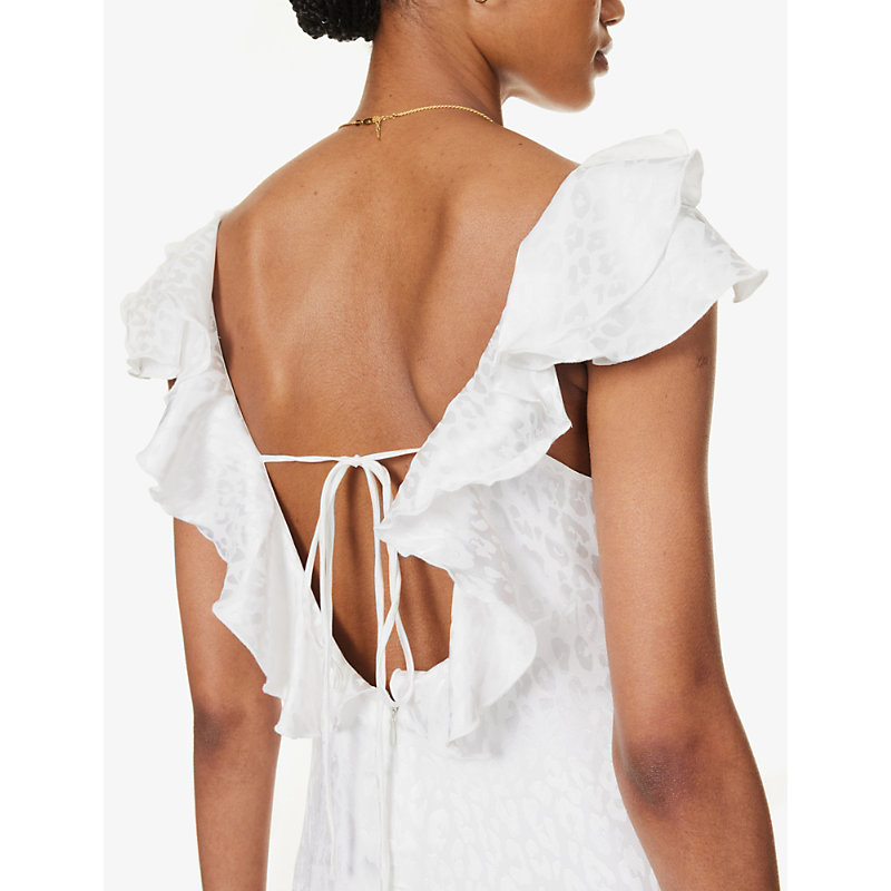 Womens White Sleeveless Ruffle-strap Woven Maxi Dress