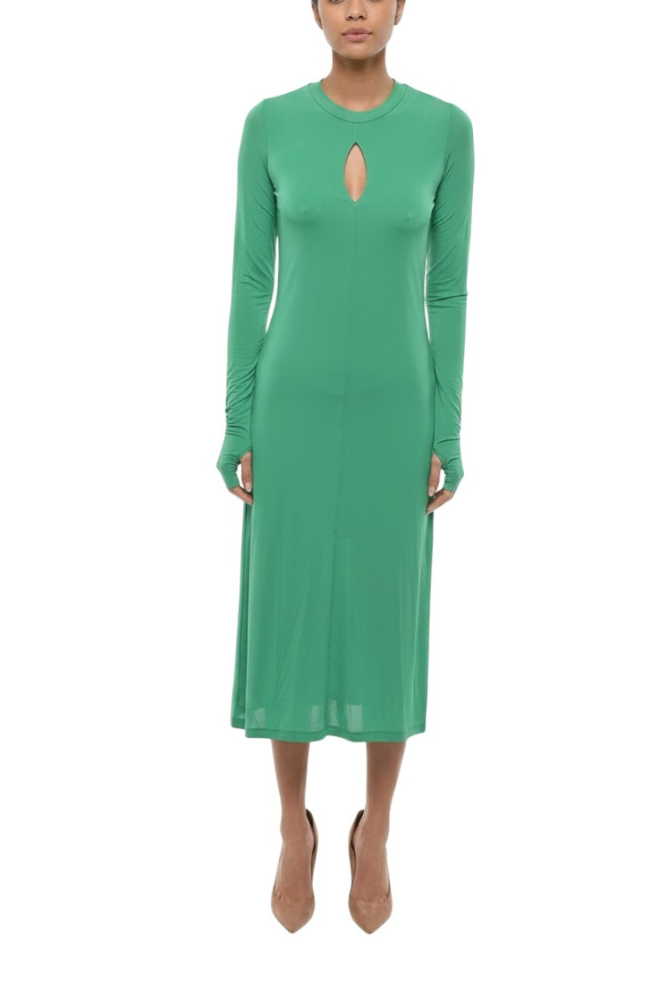 Green Crew Neck Midi Dress