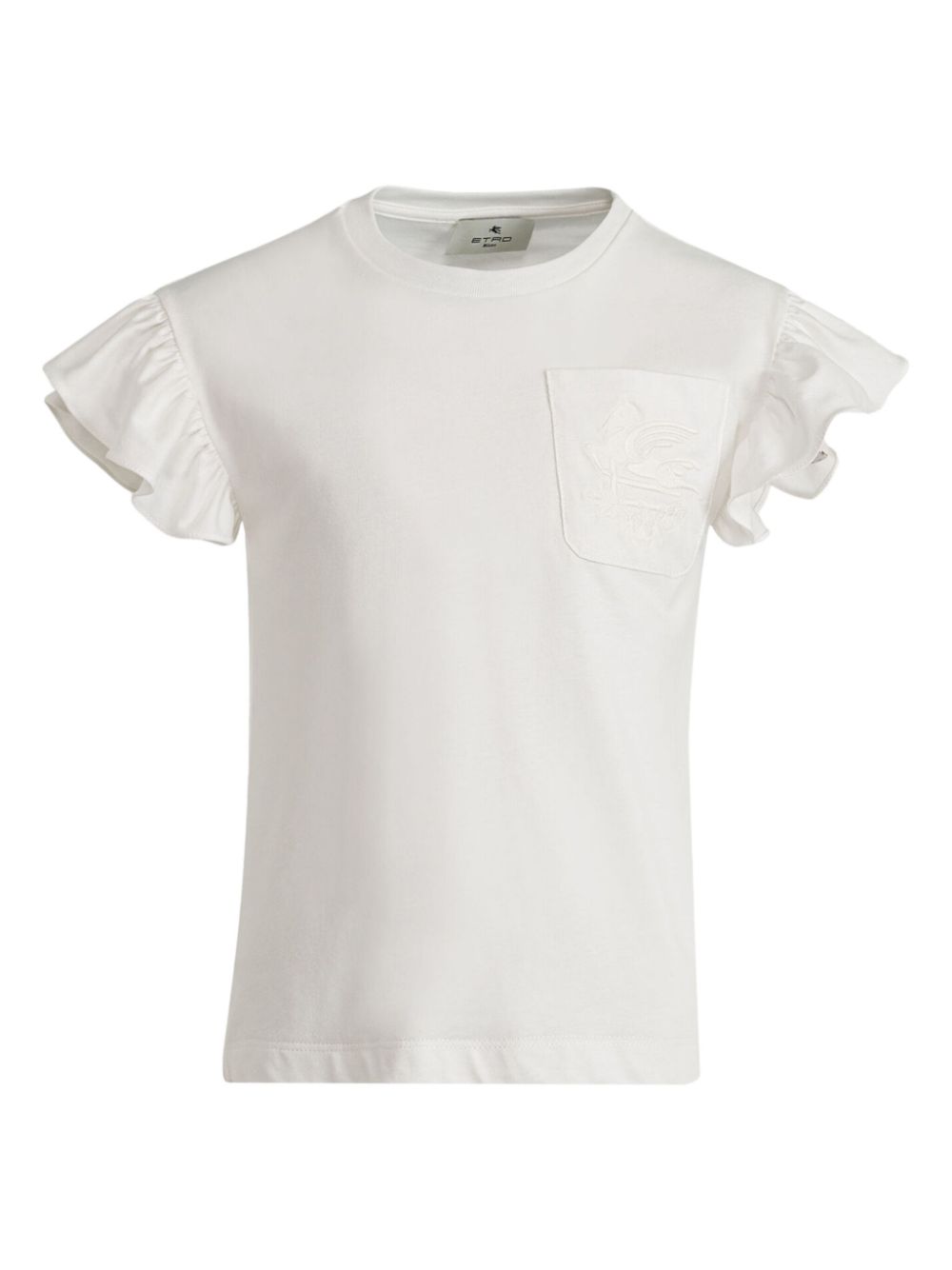 Ruffle-sleeve cotton T-shirt - White