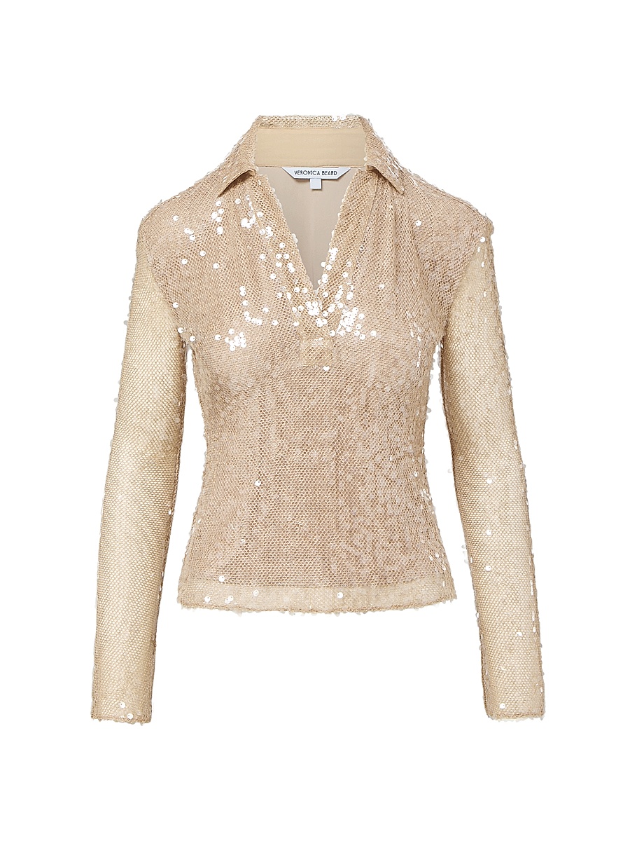 Women's Meryl Sequined Knit Top - Champagne
