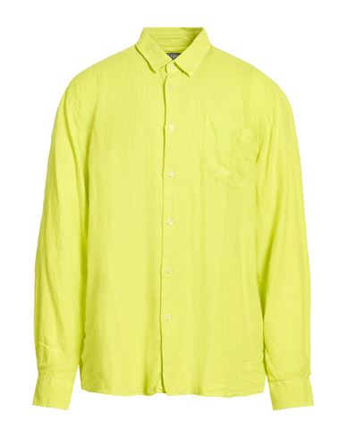 Man Shirt Lime green Size S Linen