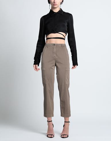 Woman Pants Khaki Size 4 Cotton, Elastane