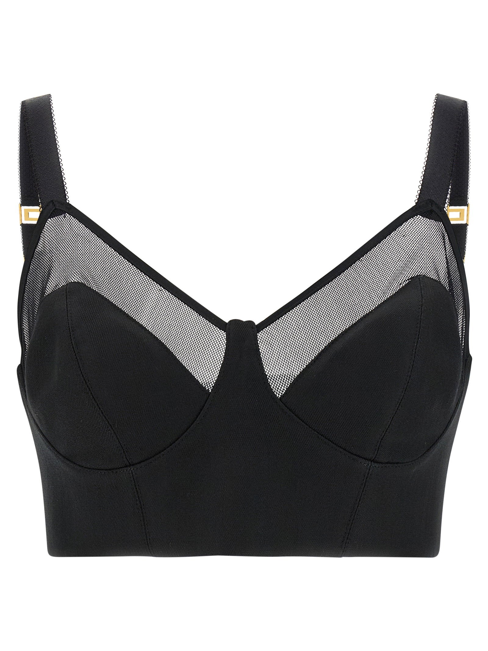 Wool and Tulle Bustier Top — Black