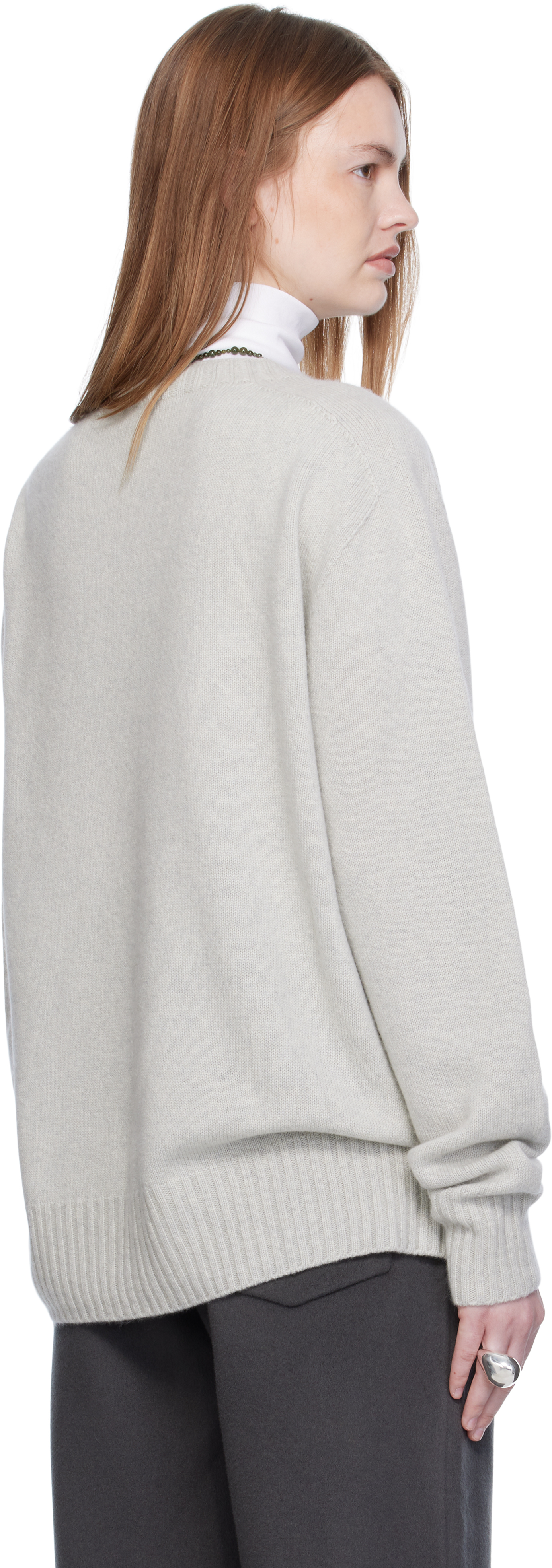 Gray Cashmere Relaxed Pullover Sweater