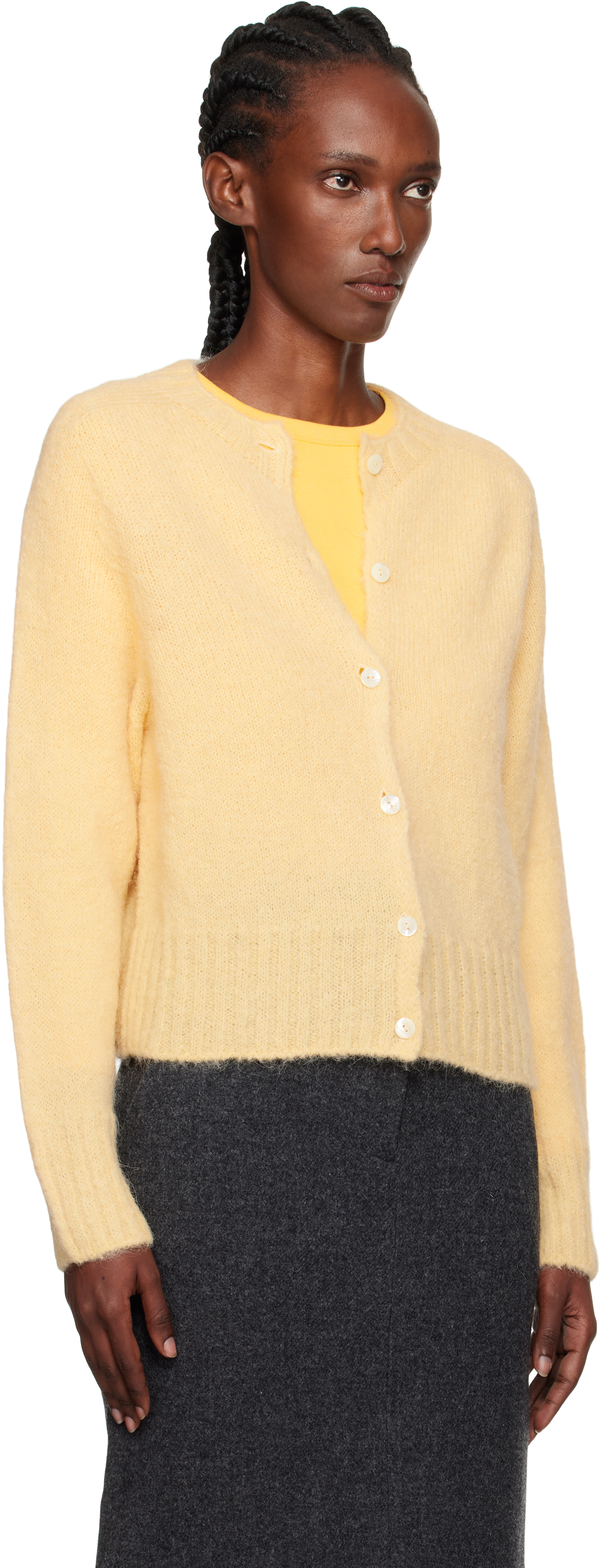 Yellow Alpaca Knit Cardigan