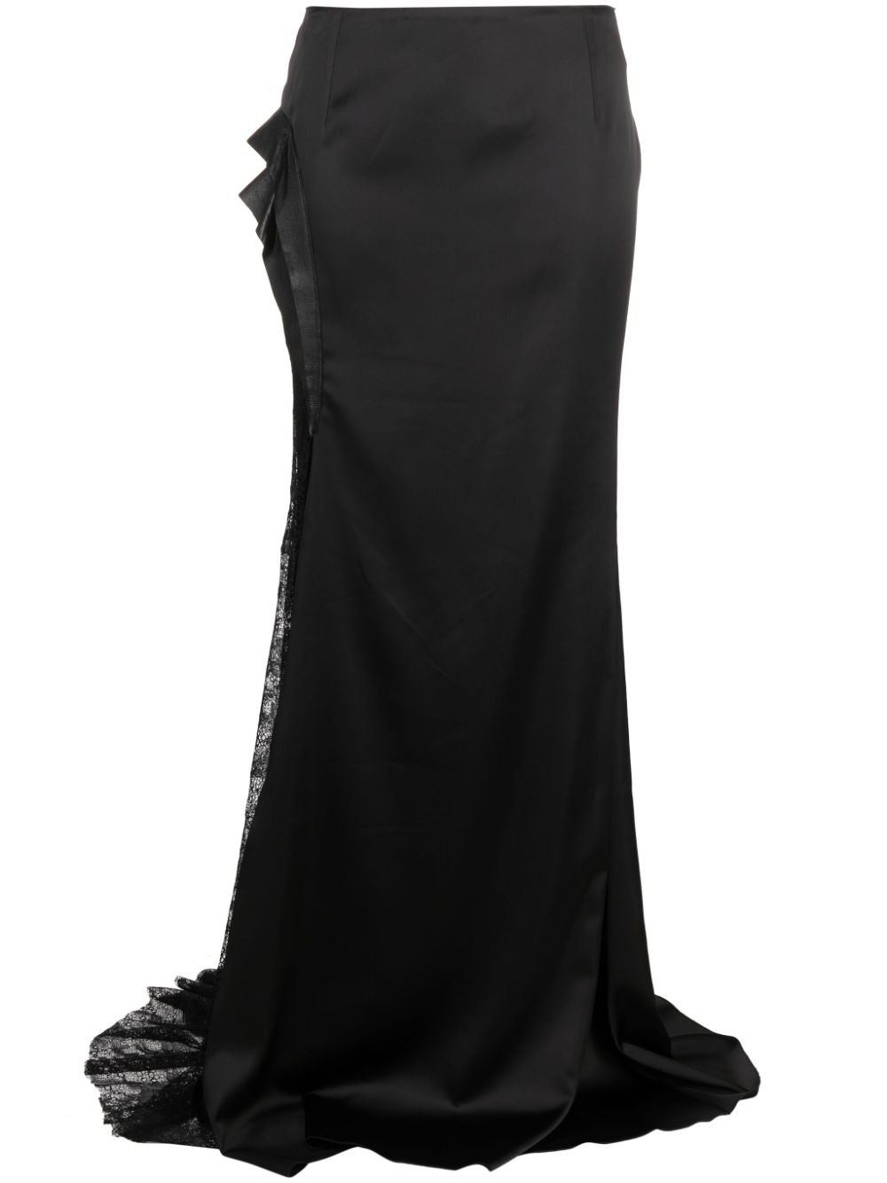 Floral-detailing satin maxi skirt - Black